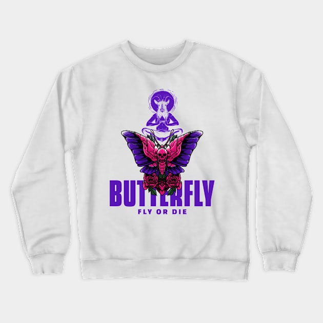 Butterfly Baphomet Skull Crewneck Sweatshirt by Royalswisss